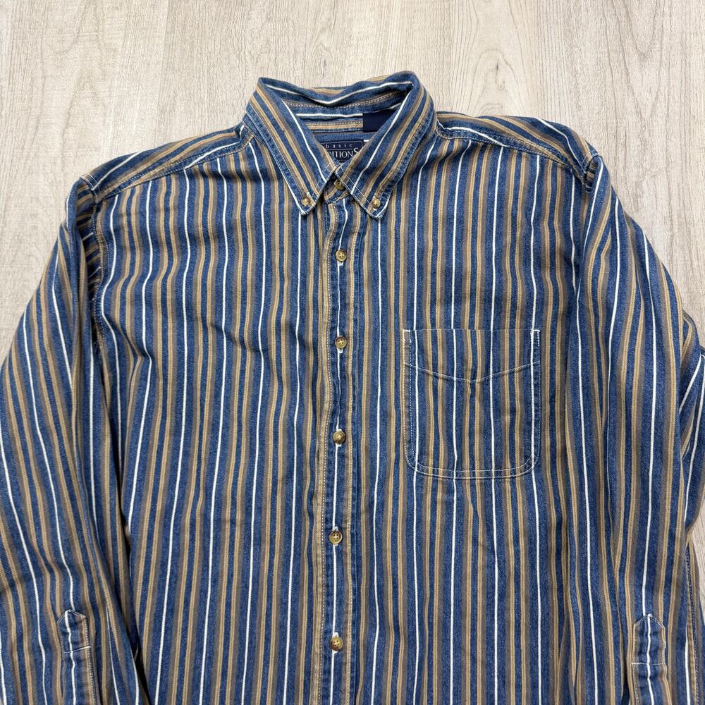 Vintage Basic Editions Vertical Striped Denim But… - image 2